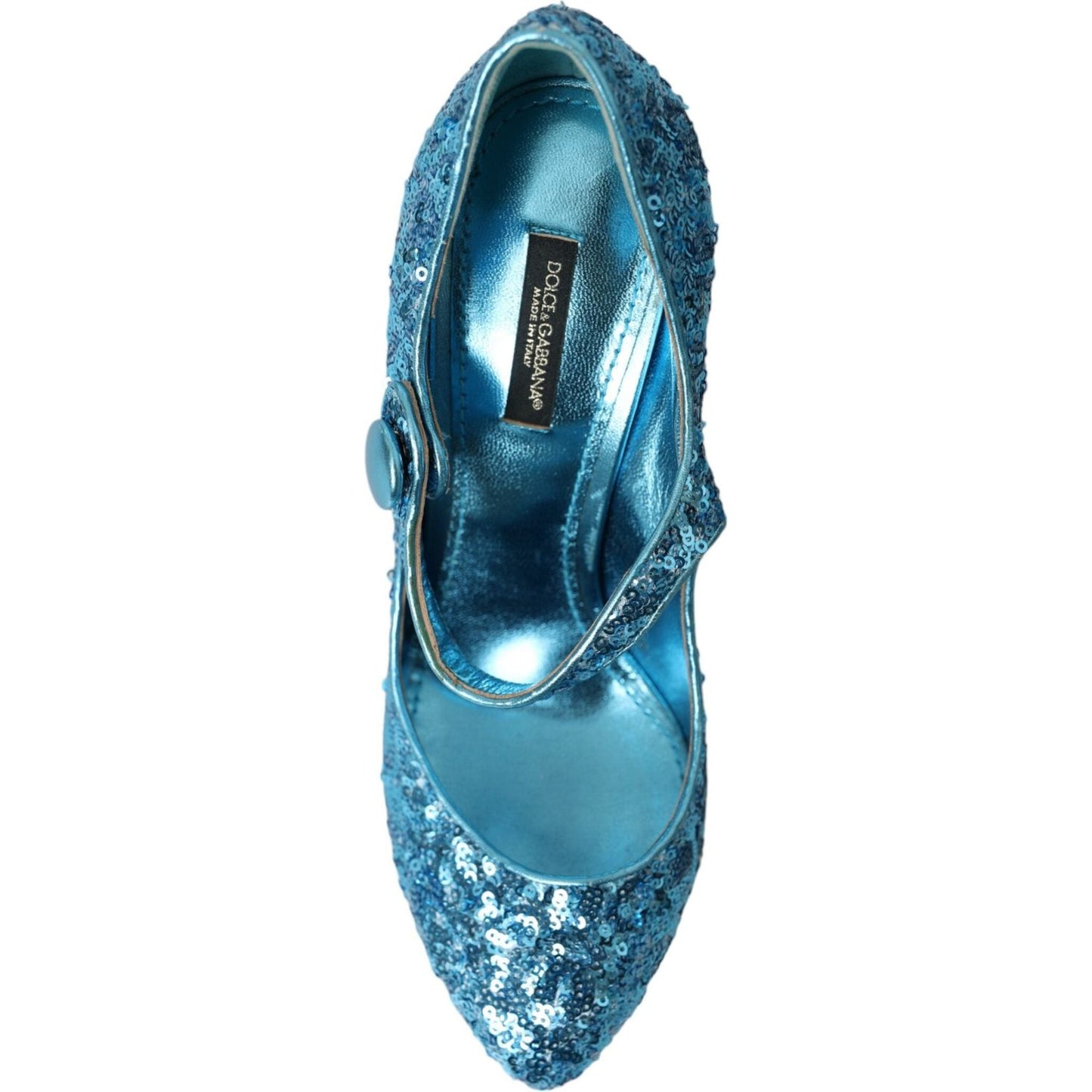 Blue Sequin Mary Jane Pumps High Heels Shoes