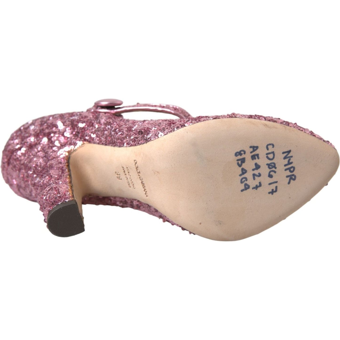 Pink Sequin Mary Jane Pumps High Heels Shoes