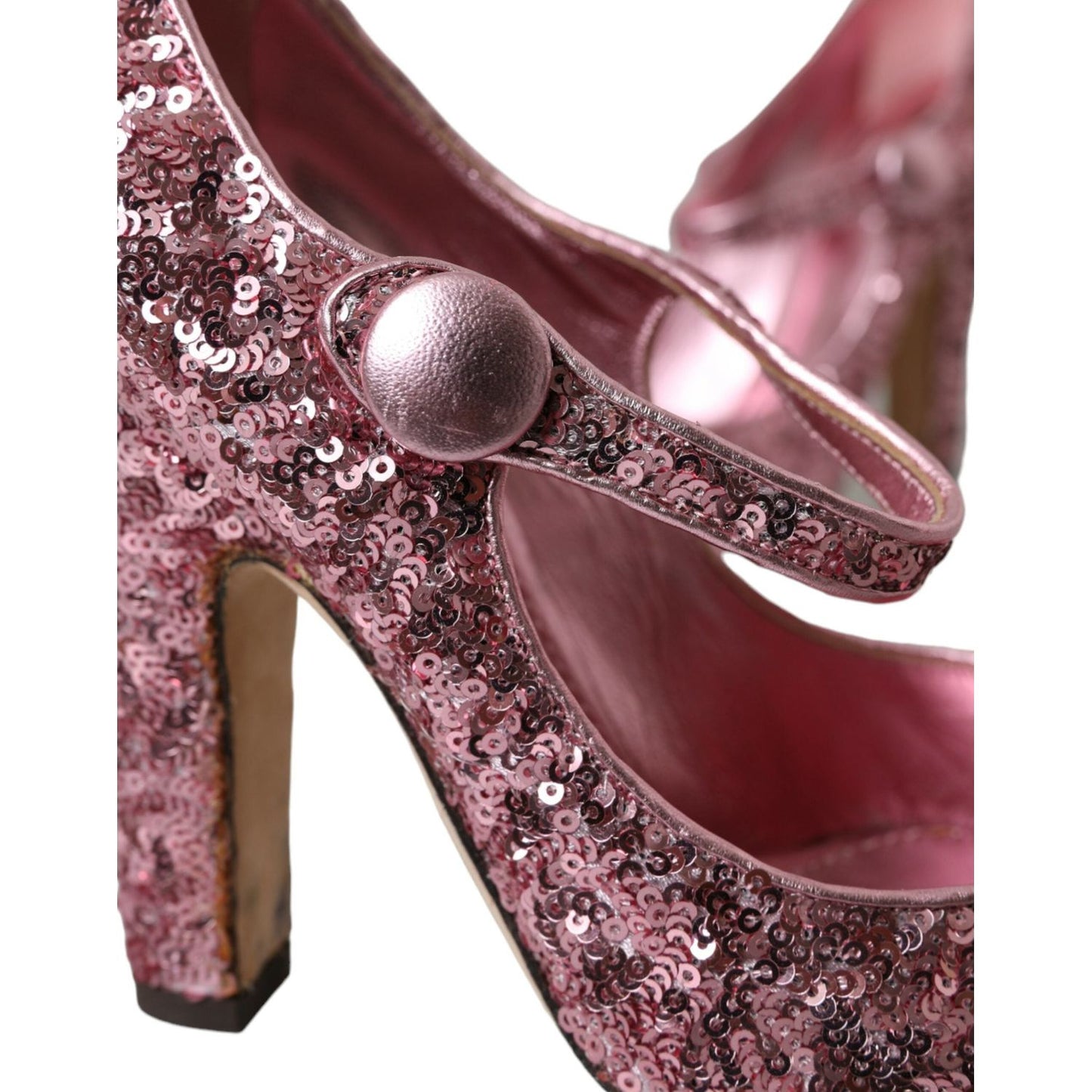 Pink Sequin Mary Jane Pumps High Heels Shoes