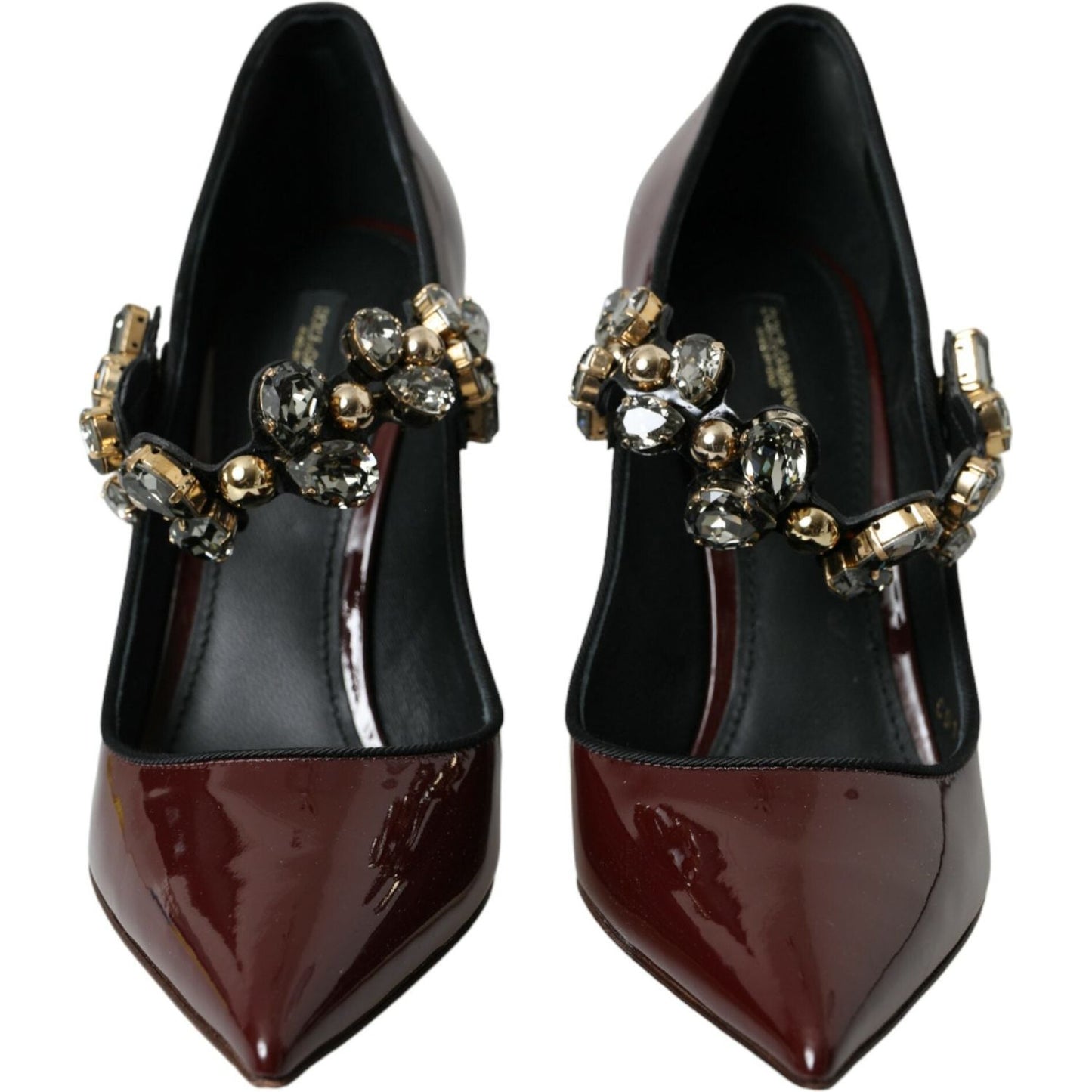 Bordeaux Leather Crystal Pumps Shoes