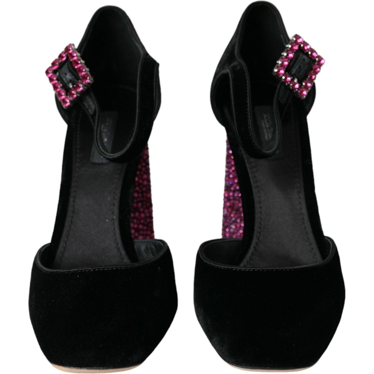 Black Velvet Strass Crystal Mary Janes Shoes