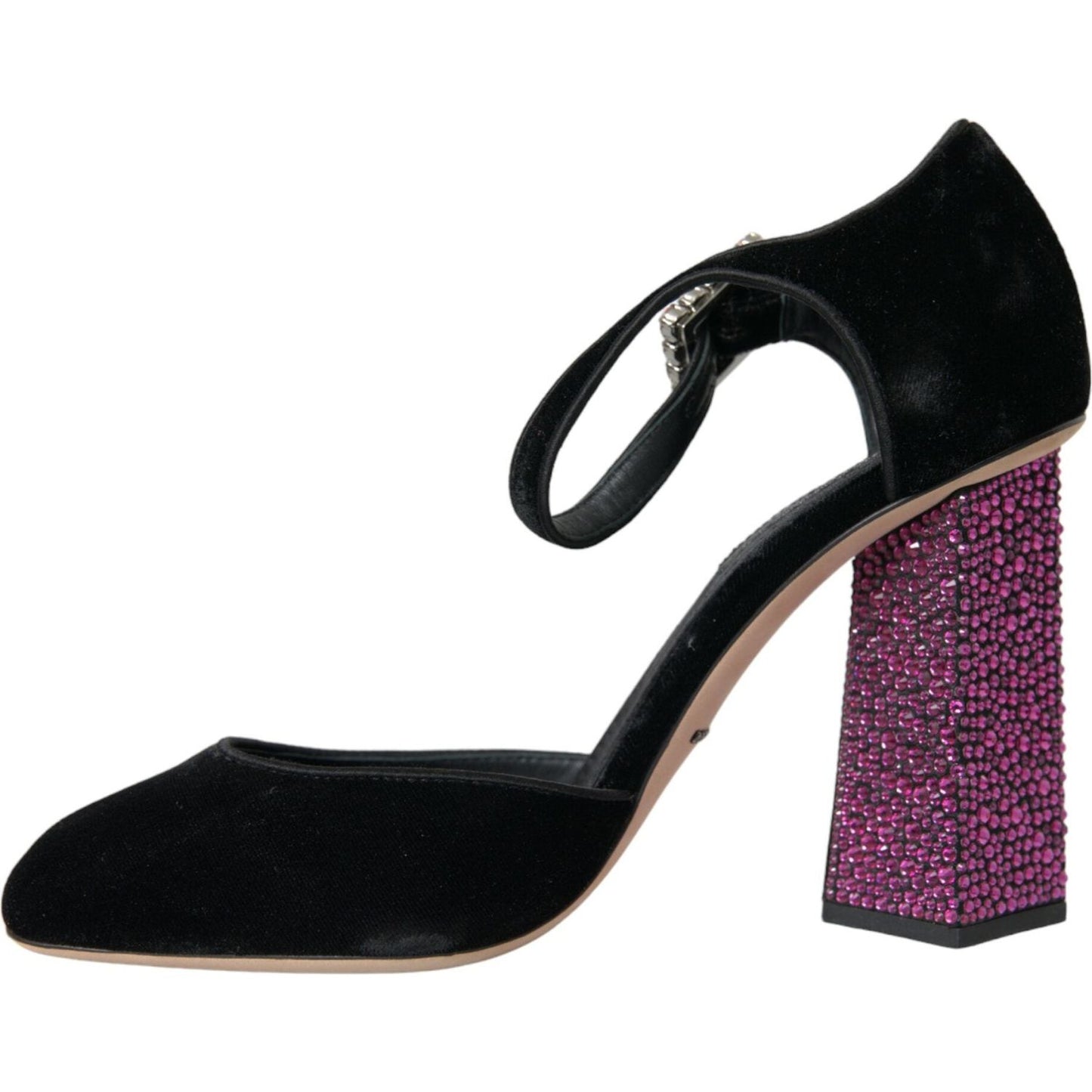 Black Velvet Strass Crystal Mary Janes Shoes