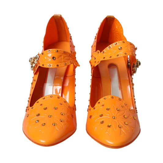 Orange CINDERELLA Floral Crystal Pumps Shoes