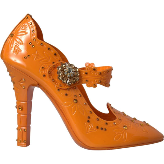 Orange CINDERELLA Floral Crystal Pumps Shoes