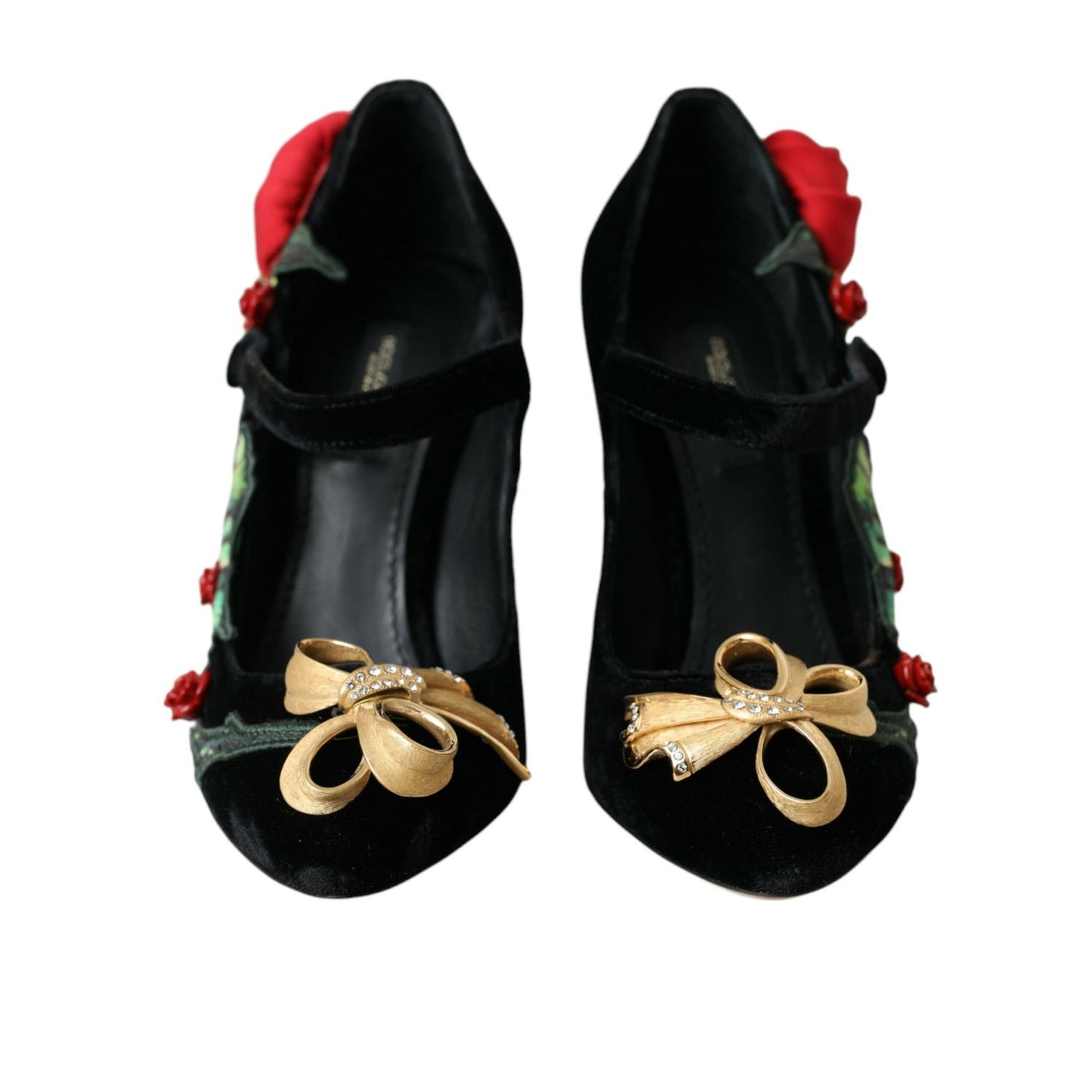 Dolce & Gabbana Black Roses Crystal Brooch Mary Jane Shoes Dolce & Gabbana