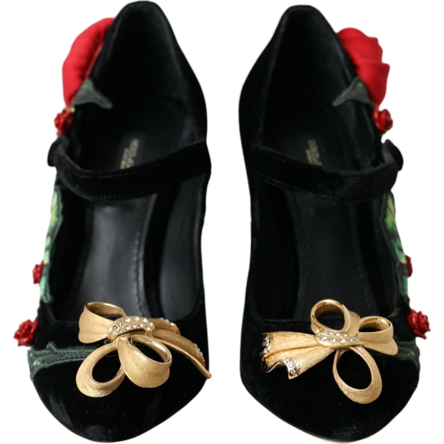 Black Roses Crystal Brooch Mary Jane Shoes