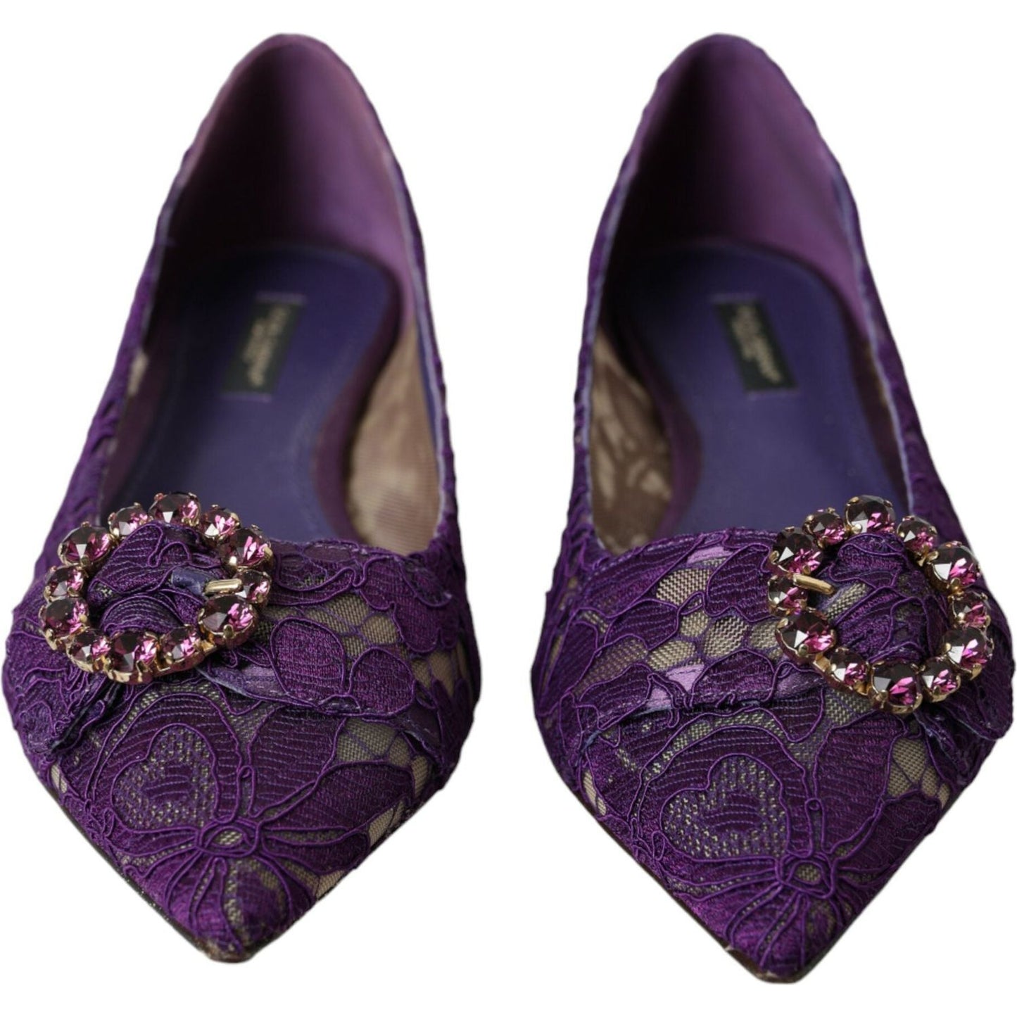 Purple Taormina Lace Crystal Loafers Shoes