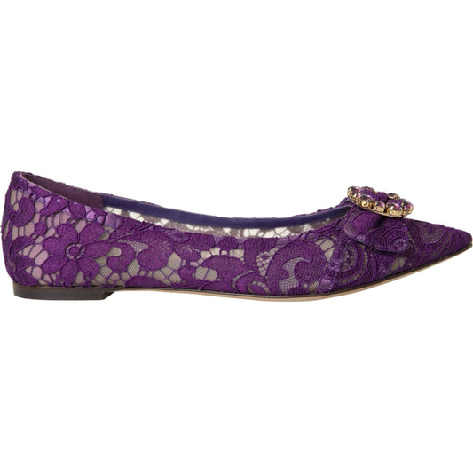 Purple Taormina Lace Crystal Loafers Shoes