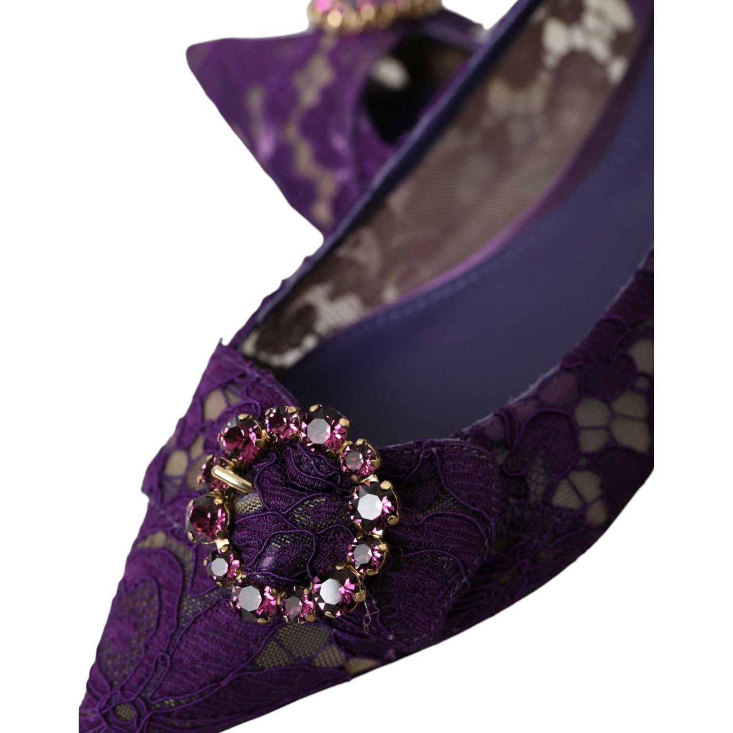 Purple Taormina Lace Crystal Loafers Shoes