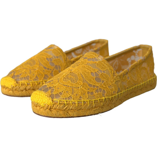 Yellow Taormina Lace Espadrille Loafers Flats Shoes