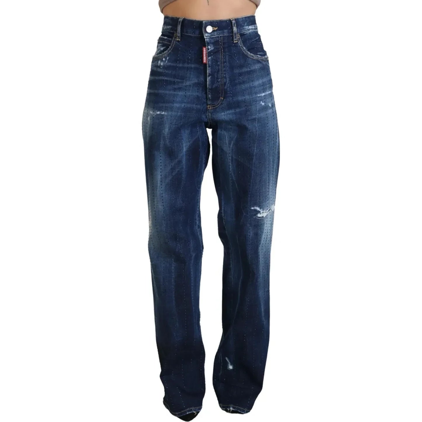 Blue High Waist Straight Denim Jeans San Diego