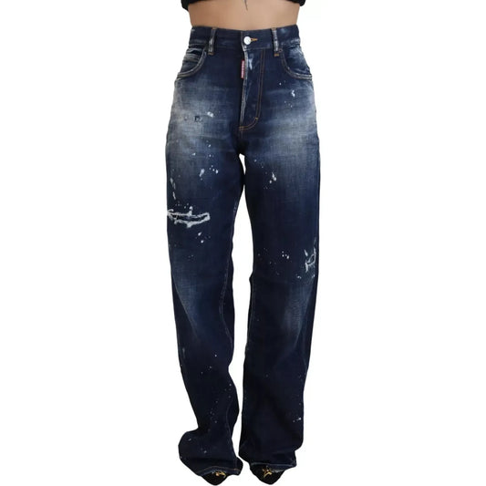 Blue High Waist Tattered Denim Jeans San Diego