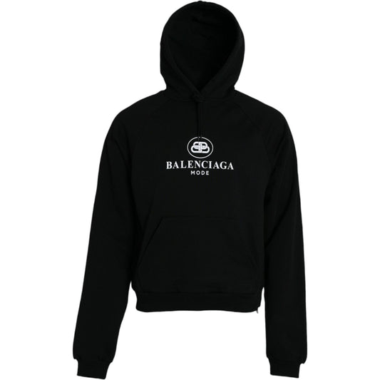 Black Cotton Logo Hooded Pullover Sweatshirt Sweater