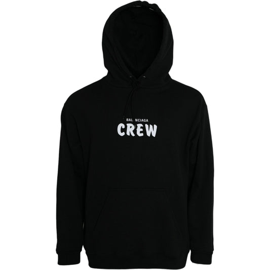 Black Cotton CREW Hooded Pullover Sweatshirt Sweater