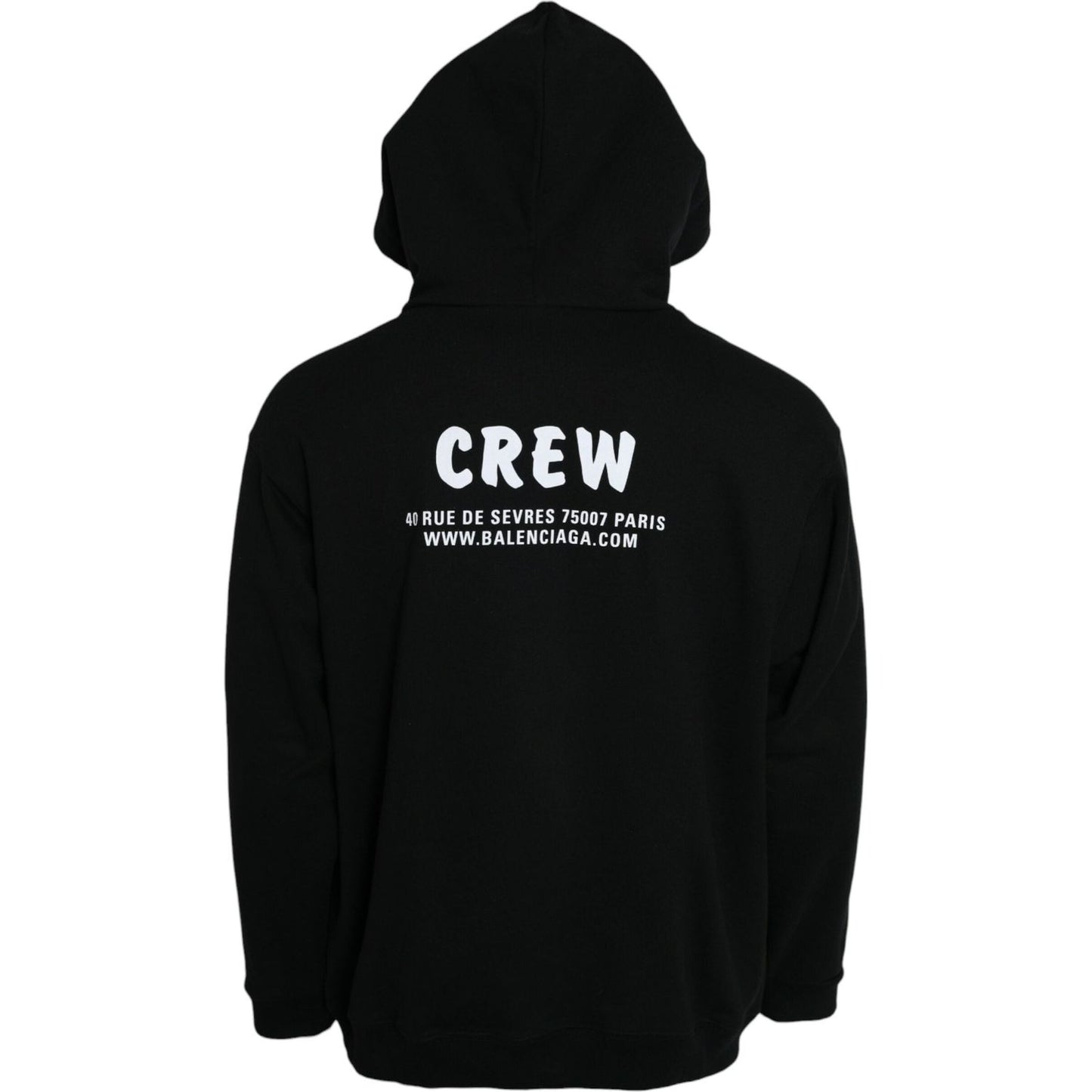 Black Cotton CREW Hooded Pullover Sweatshirt Sweater