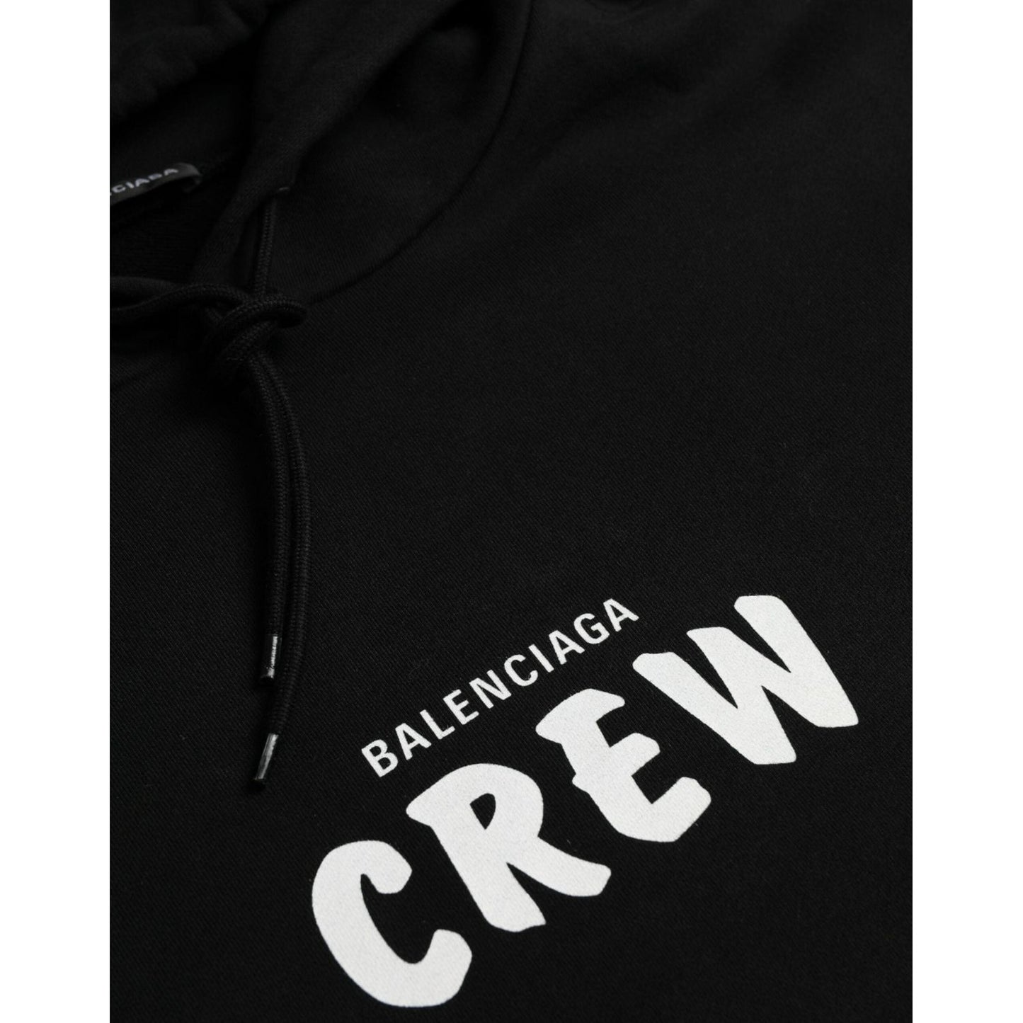 Black Cotton CREW Hooded Pullover Sweatshirt Sweater