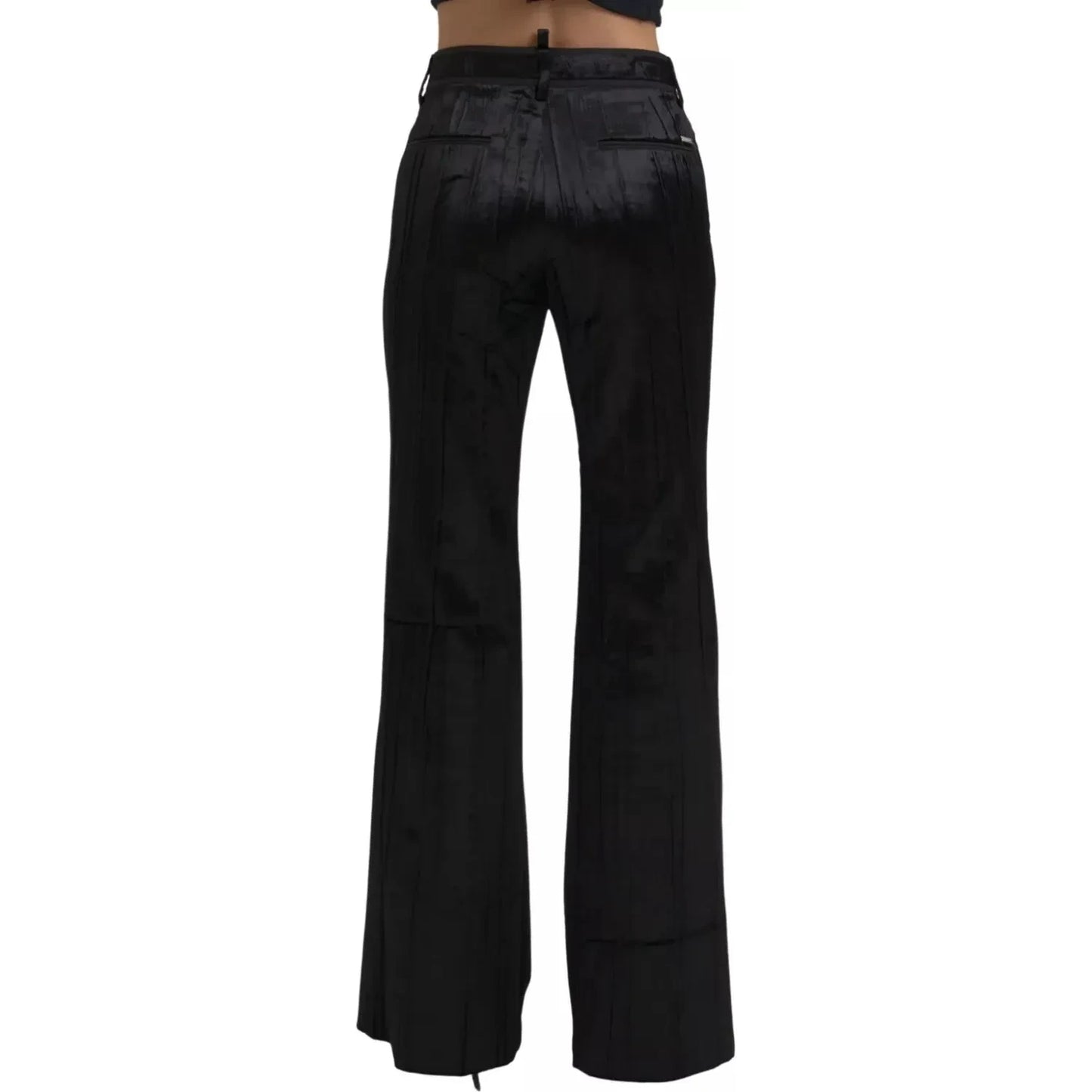 Black Viscose Super Flare High Waist Pants