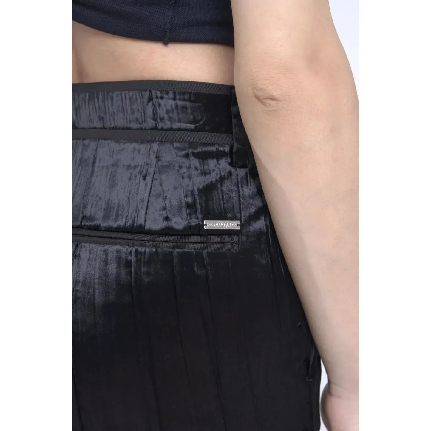 Black Viscose Super Flare High Waist Pants