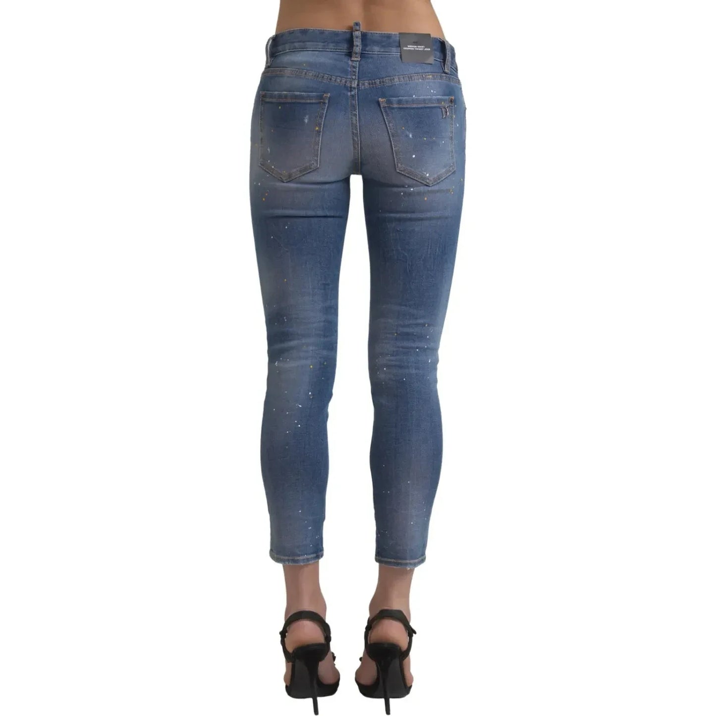 Blue Mid Waist Cropped Twiggy Denim Jeans