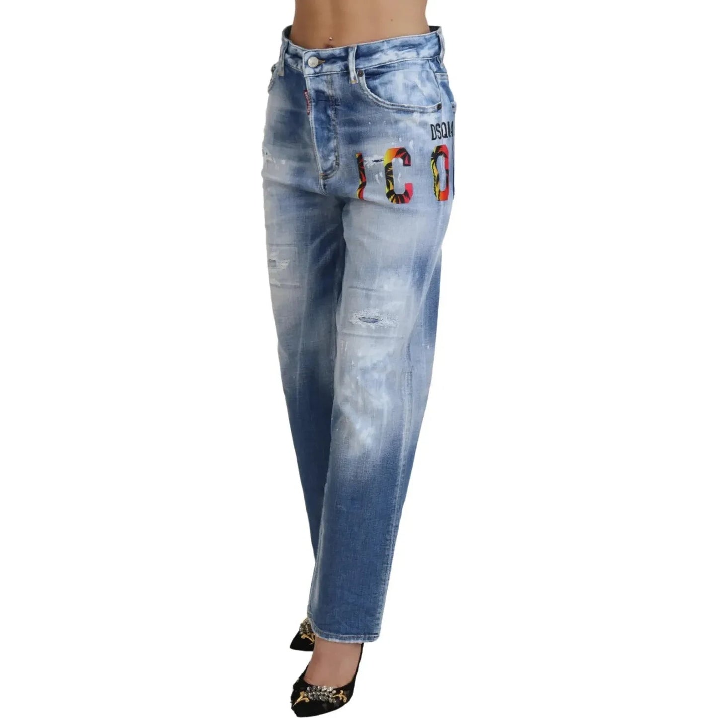 Blue Icon High Waist Straight Denim Jeans Boston