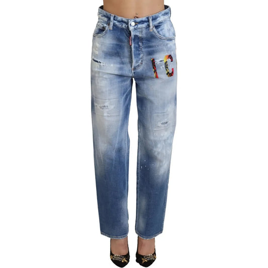 Blue Icon High Waist Straight Denim Jeans Boston