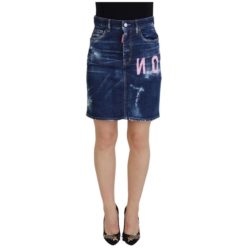 Blue Icon High Waist Denim Mini Boston Jean Skirt