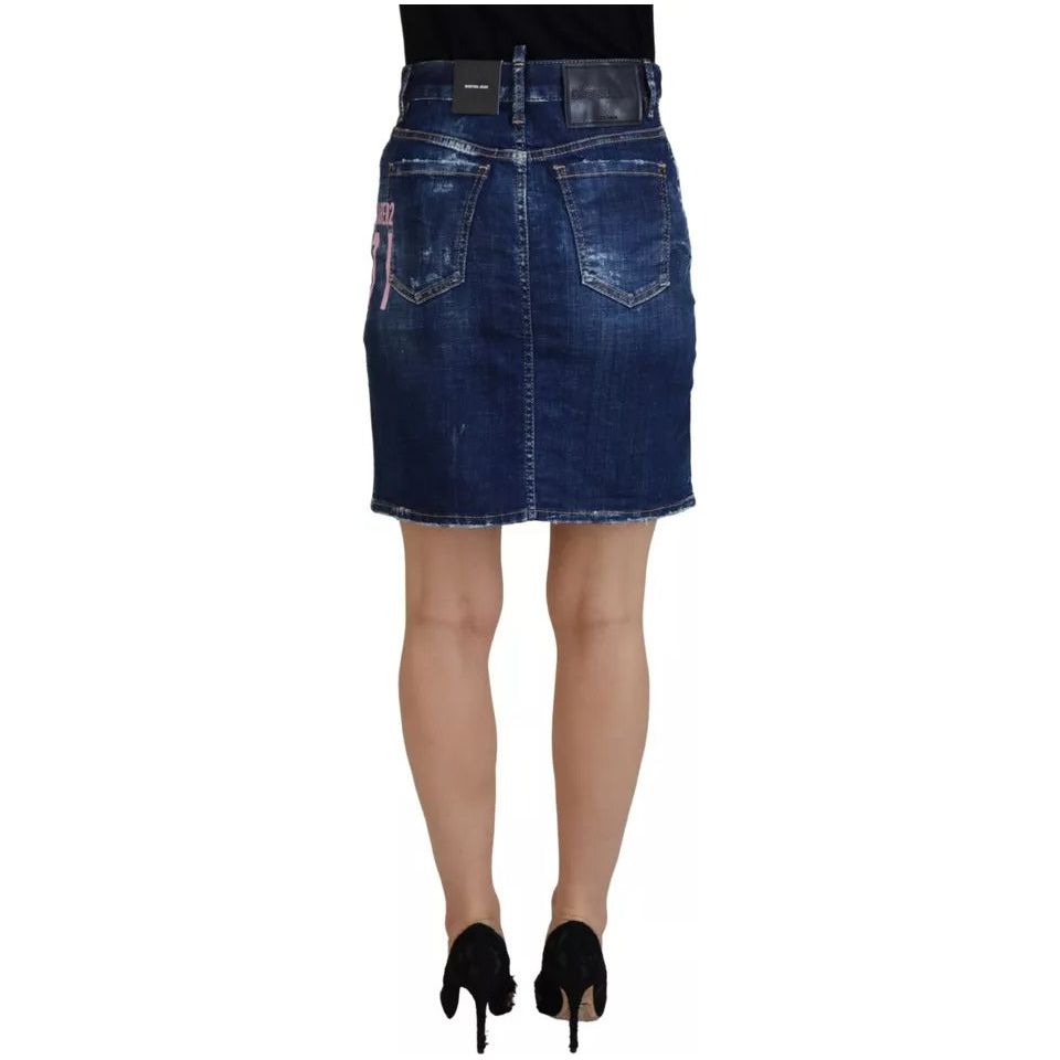 Blue Icon High Waist Denim Mini Boston Jean Skirt