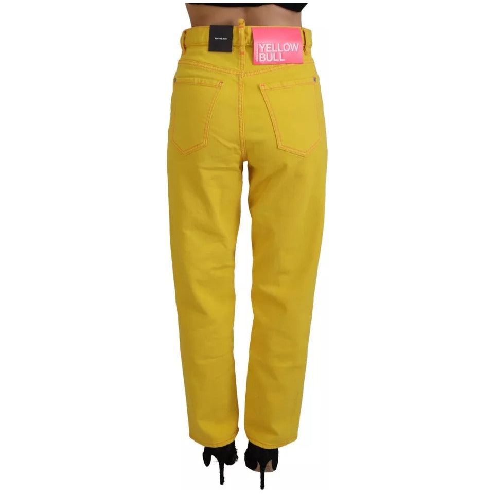 Yellow Cotton High Waist Straight Denim Boston Jeans