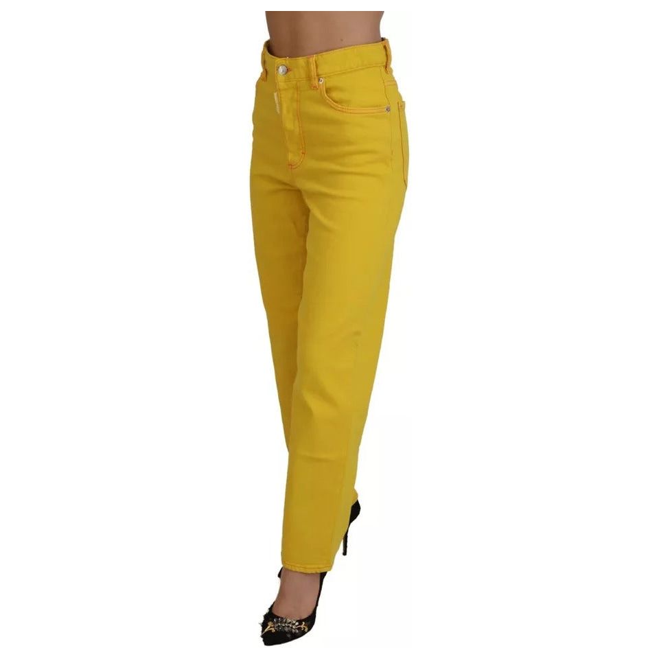 Yellow Cotton High Waist Straight Denim Boston Jeans