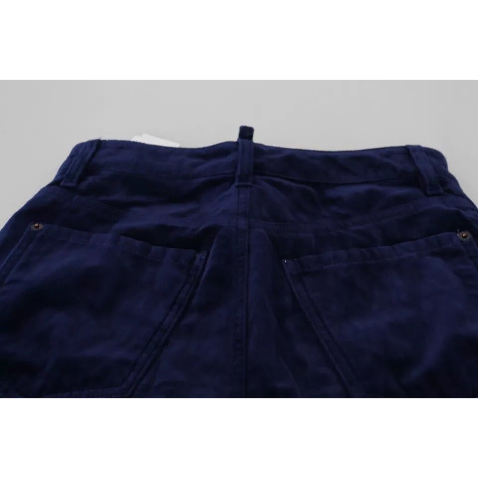 Blue Ruffles HighWaist Cotton Denim Boston Fit Pants