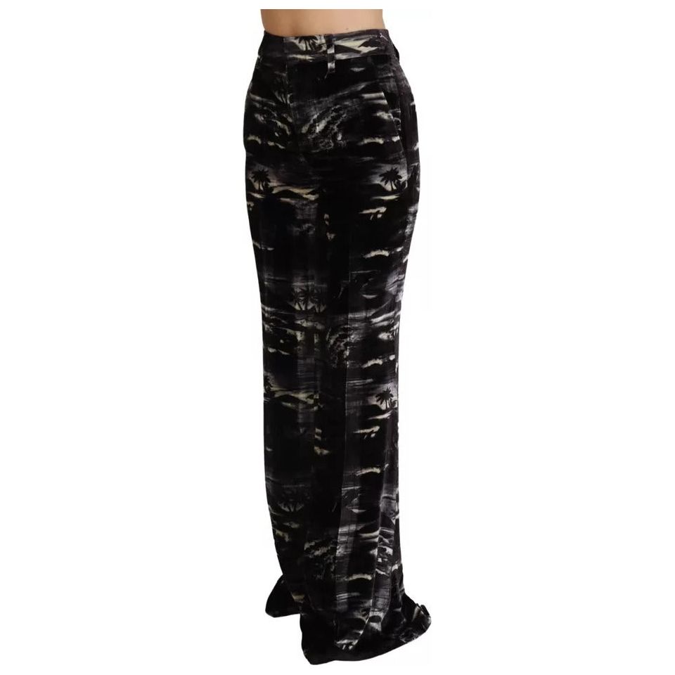 Black Printed High Waist Super Flare Pants