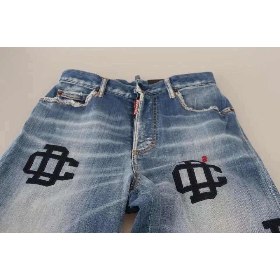 Blue Washed High Waist Straight Denim Boston Jeans