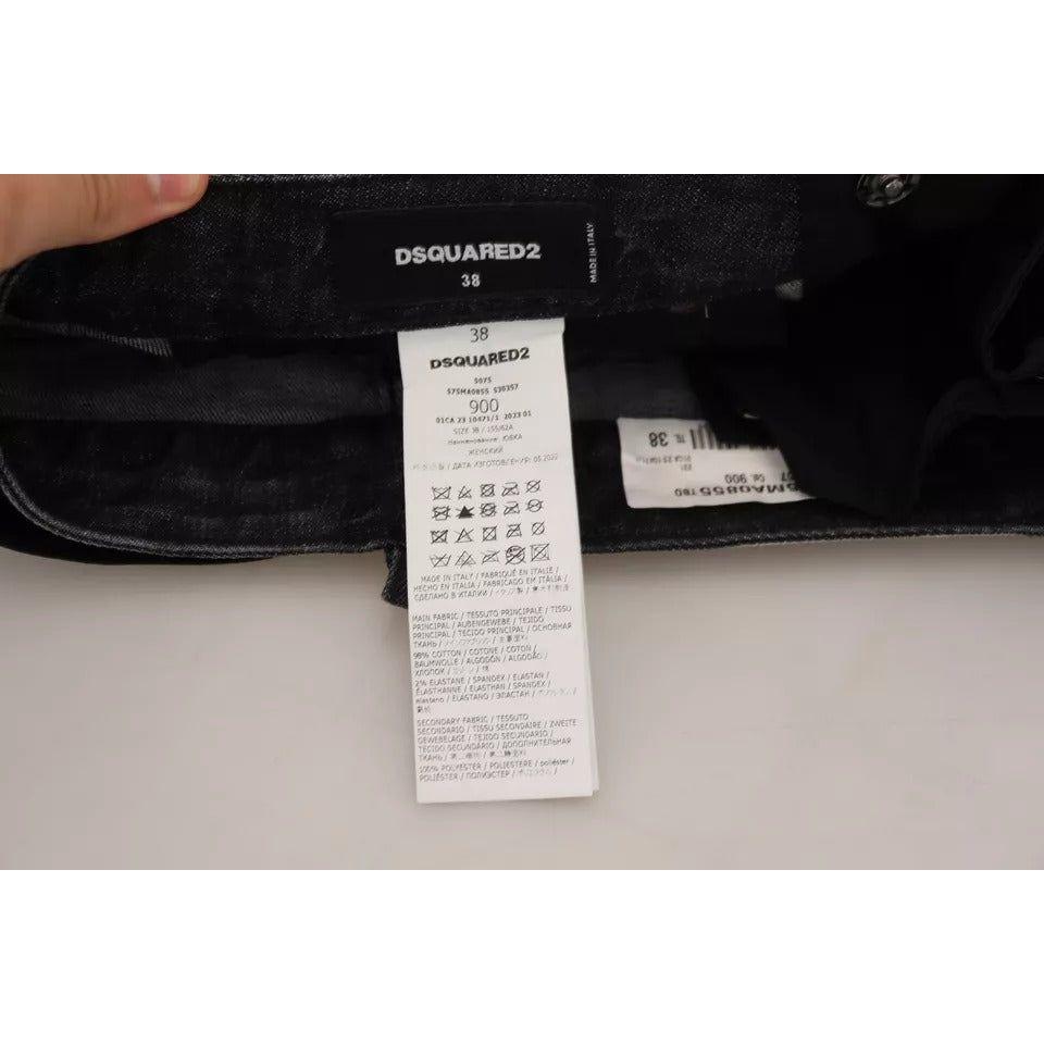 تنورة قصيرة من قماش الدنيم بتصميم A بخصر متوسط ​​باللون الأسود من Dsquared²