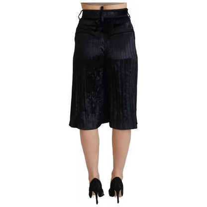 Dsquared² Black Pleated High Waist Wide Leg Cropped Pants