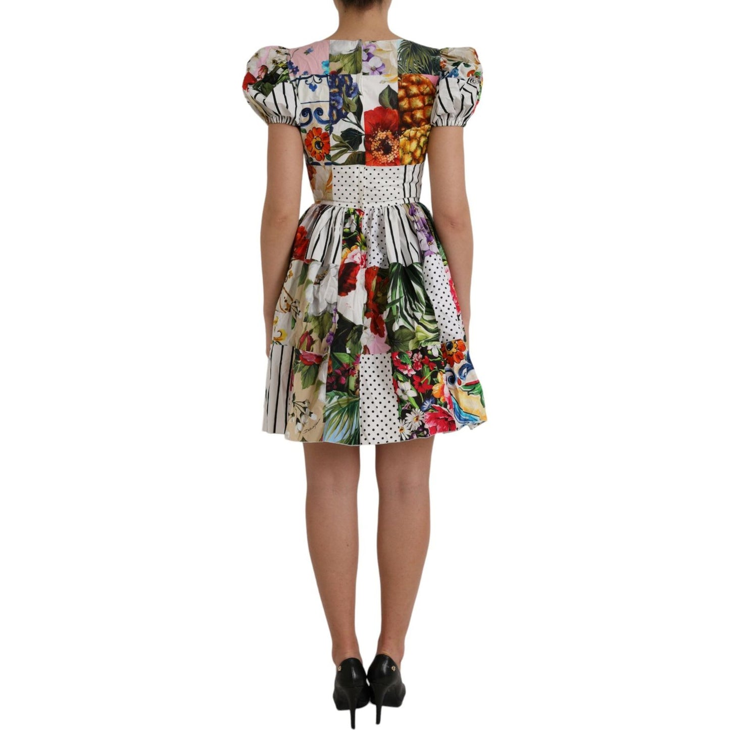 Multicolor Patchwork Cotton Aline Mini Dress