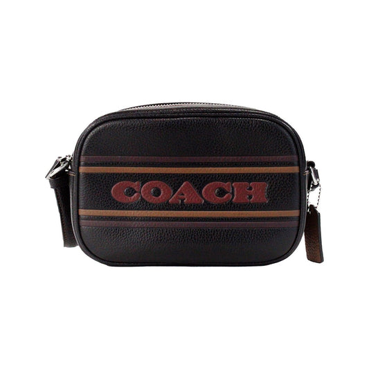 COACH Jamie Mini Black Logo Stripe Leather Camera Crossbody Bag COACH