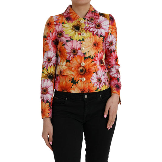 Multicolor Floral Brocade Blazer Coat Jacket