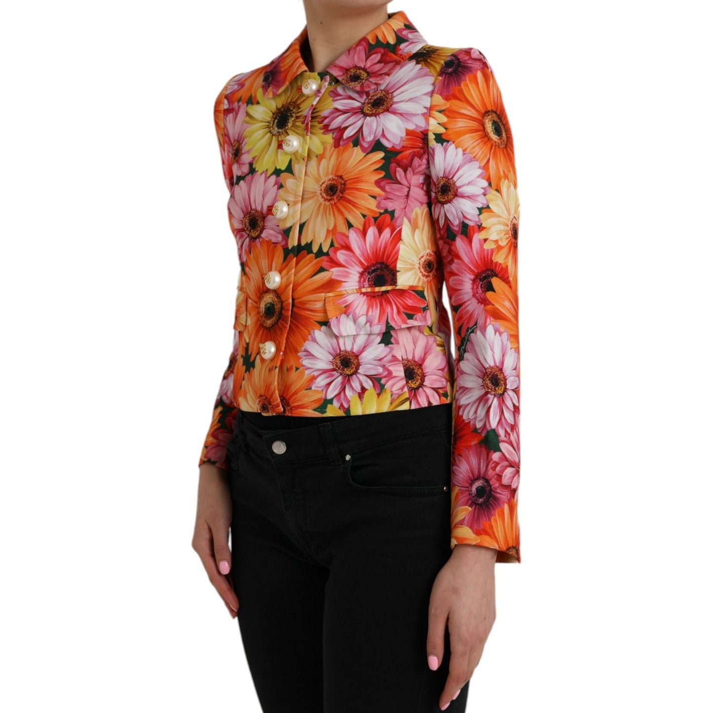 Multicolor Floral Brocade Blazer Coat Jacket