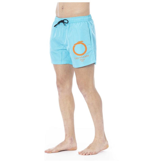 Light Blue Polyester Swimwear