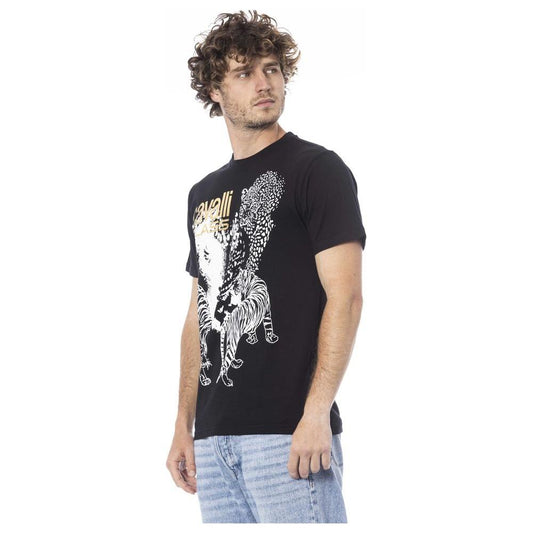 Cavalli Class Black Cotton Men T-Shirt Cavalli Class