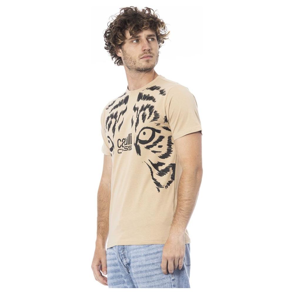 Cavalli Class Beige Cotton T-Shirt Cavalli Class