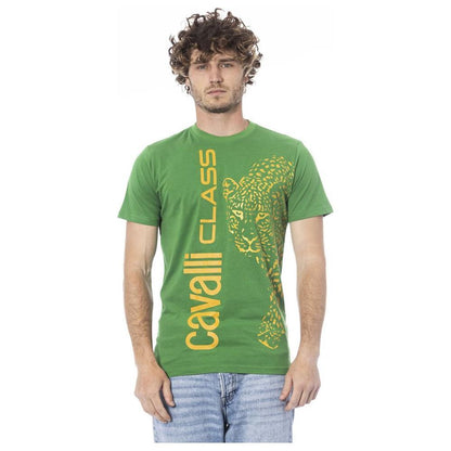 Cavalli Class Green Cotton T-Shirt