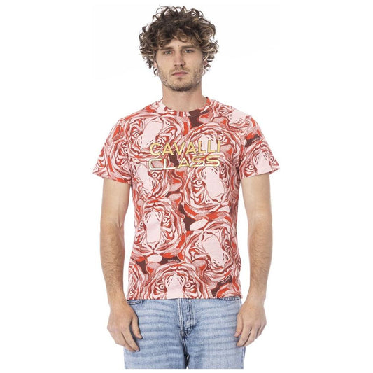 Cavalli Class Red Cotton Men T-Shirt Cavalli Class