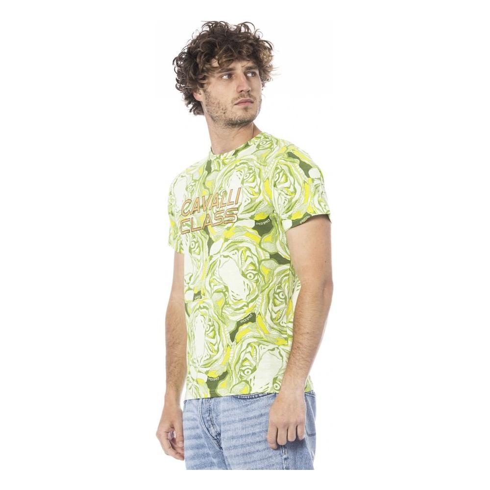 Cavalli Class Green Cotton T-Shirt Cavalli Class