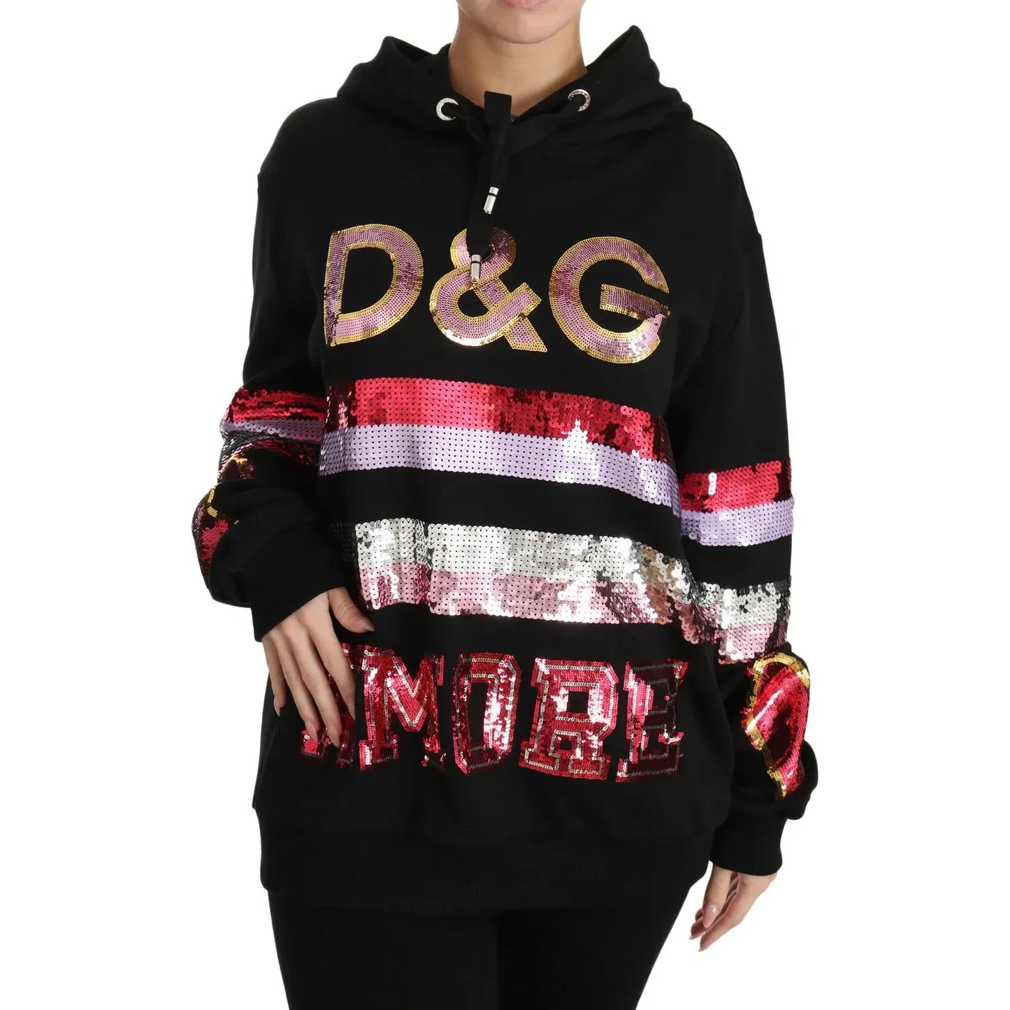 DG Sequined Hooded Pullover Sweater