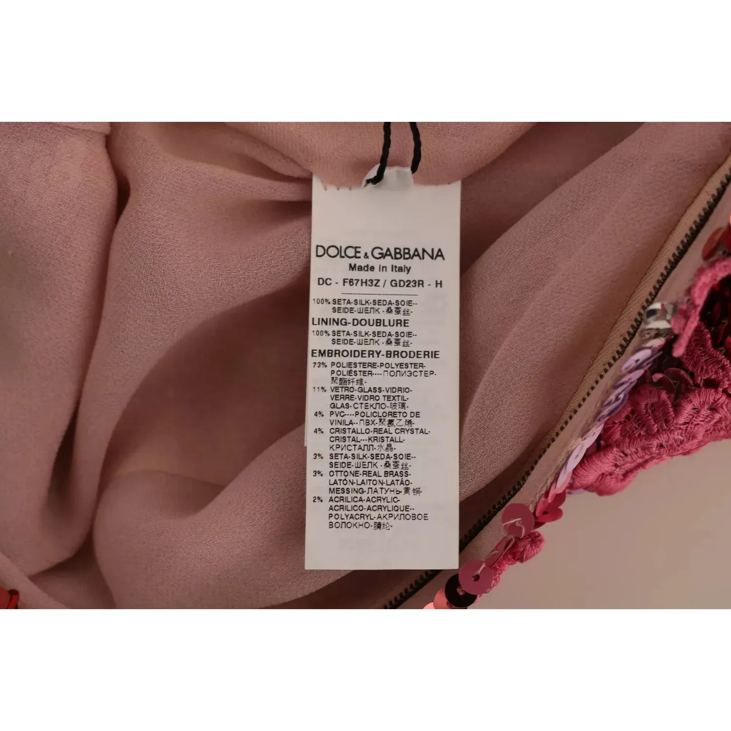 Dolce & Gabbana Pink Floral Sequined Crystal Gown Dress