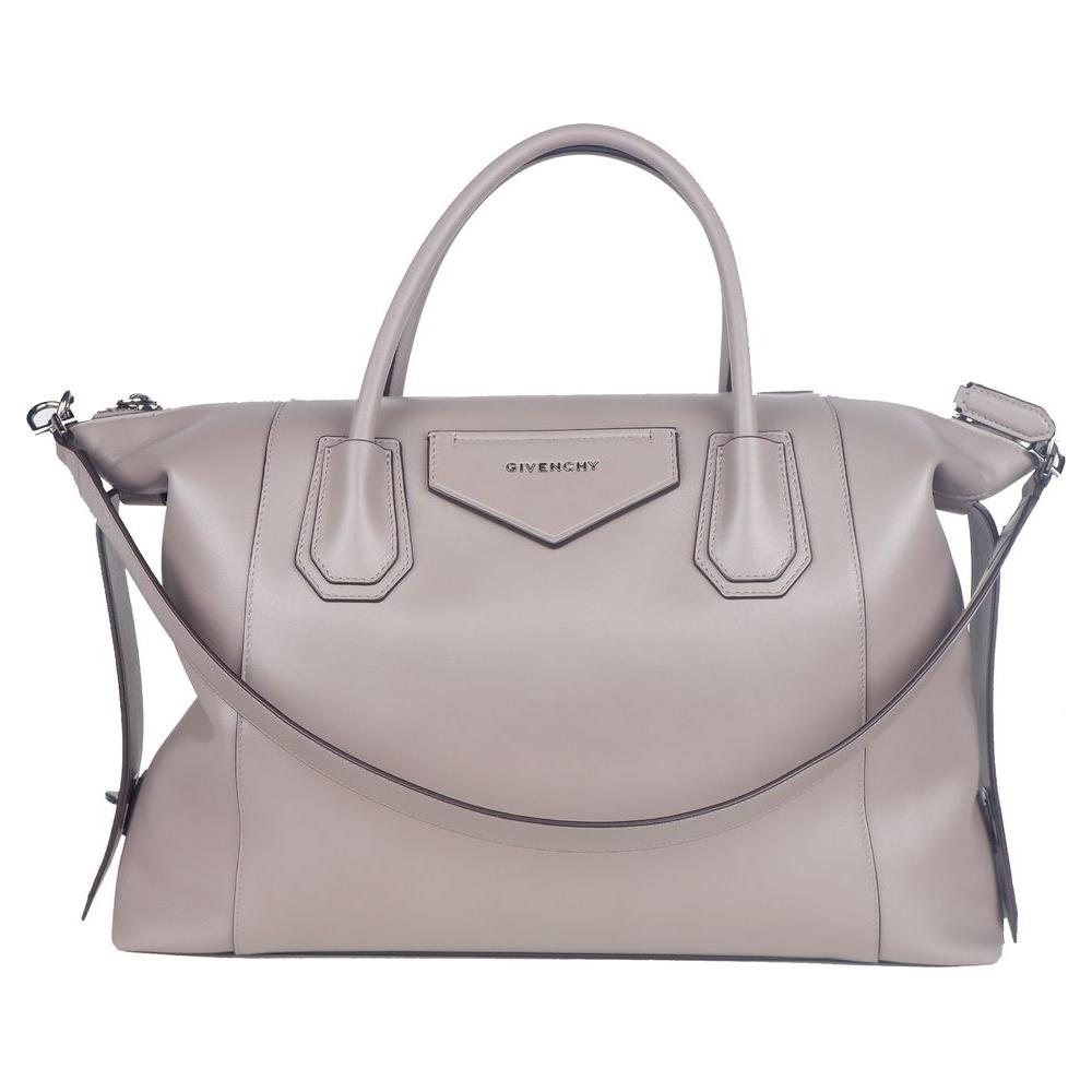 Gray Leather Crossbody Bag