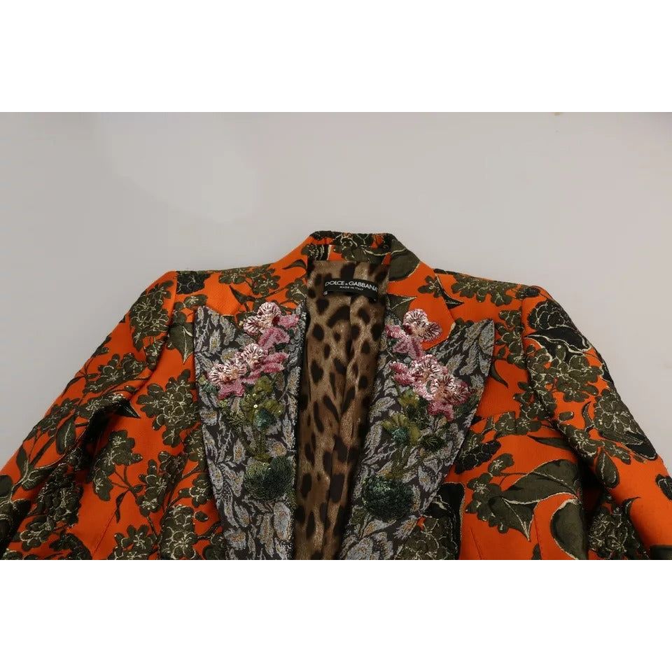 Dolce & Gabbana Orange Floral Brocade Coat Blazer Jacket Dolce & Gabbana