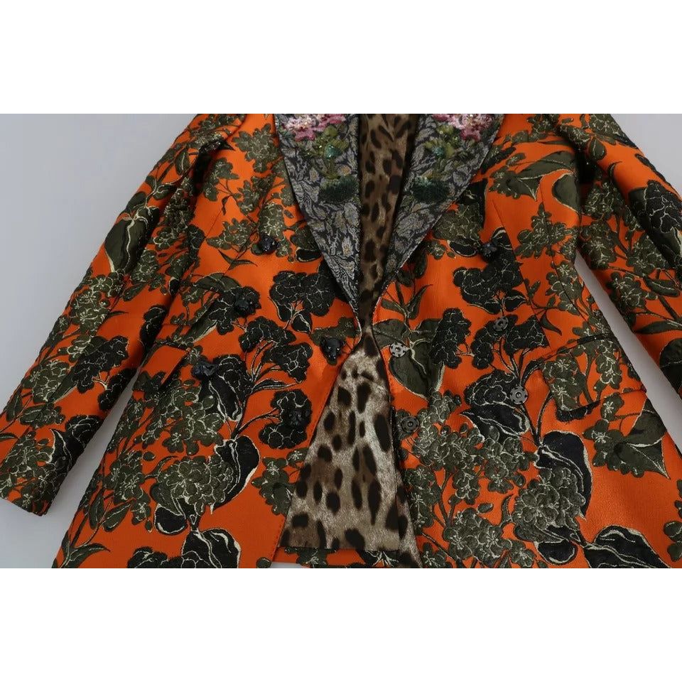 Dolce & Gabbana Orange Floral Brocade Coat Blazer Jacket Dolce & Gabbana