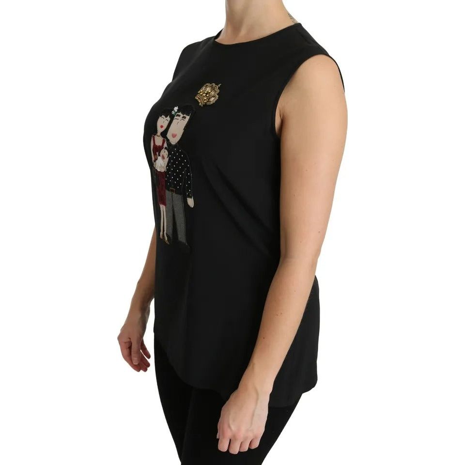 Black Silk DG Family Crystal Sleeveless Top